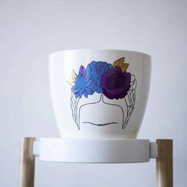 Blue Floral Frida Kahlo Vase S - Image 3