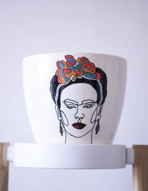 Frida Kahlo plant pot pink S