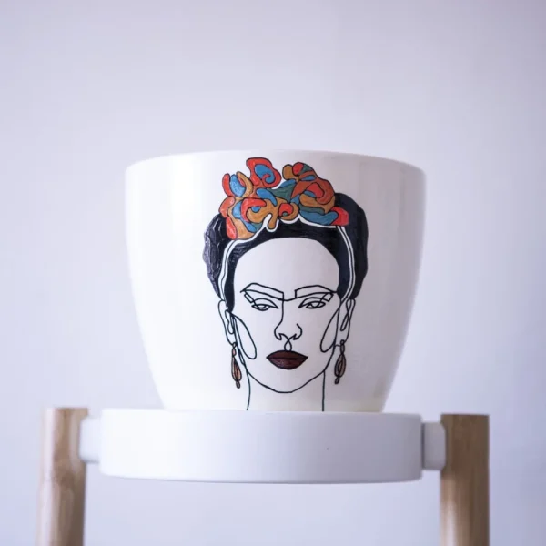 Frida Kahlo plant pot pink S