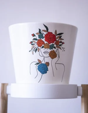 Red Blue Floral Plant Pot bartho