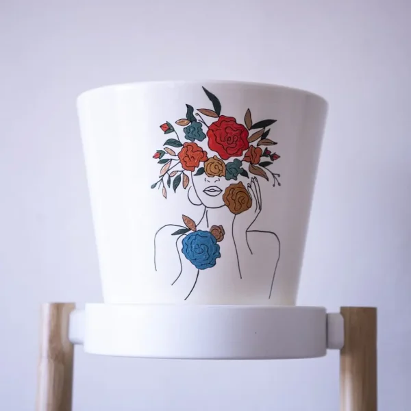 Red Blue Floral Plant Pot bartho