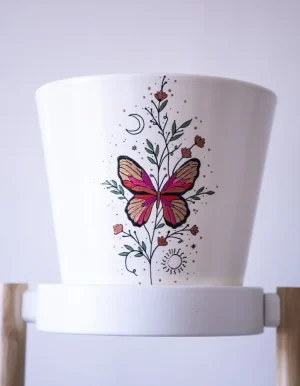 Red butterfly plant vase L