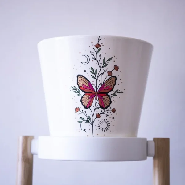 Red butterfly plant vase L