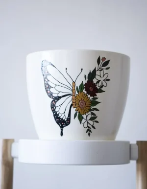 Butterfly flowers plant vase bartho