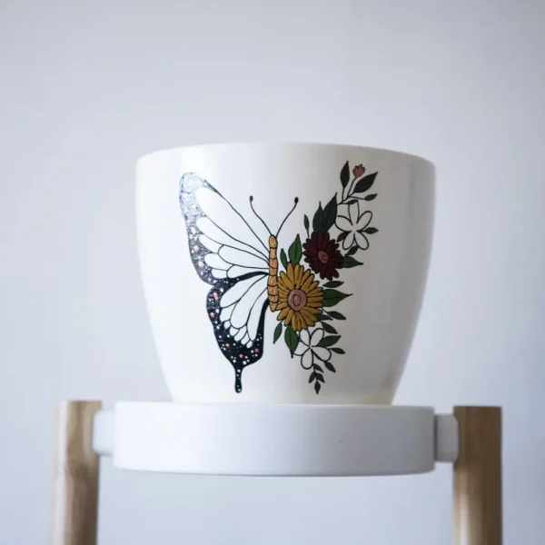 Butterfly flowers plant vase bartho