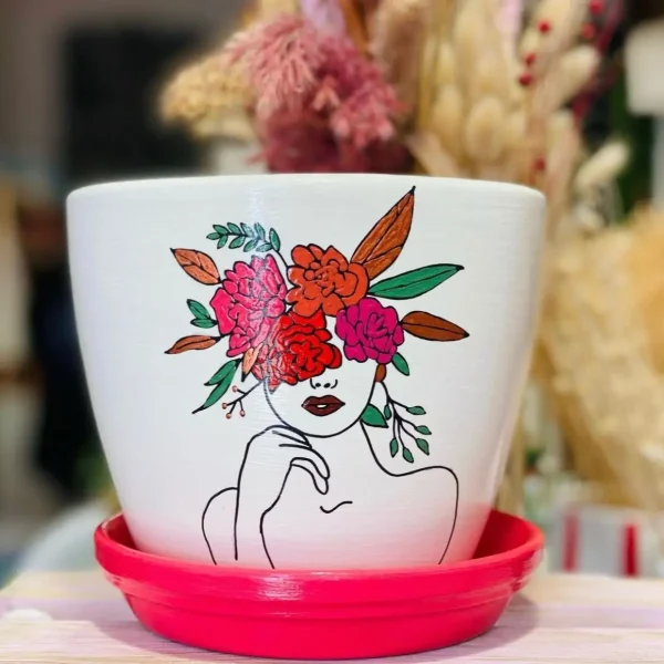 Pink Red Floral Plant Pot bartho